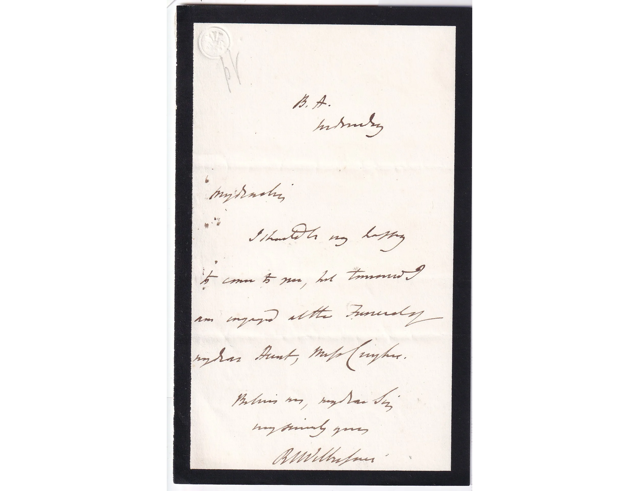 Robert Isaac Wilberforce ALS Autograph Letter 1847 Burton Agnes Yorks Death Aunt