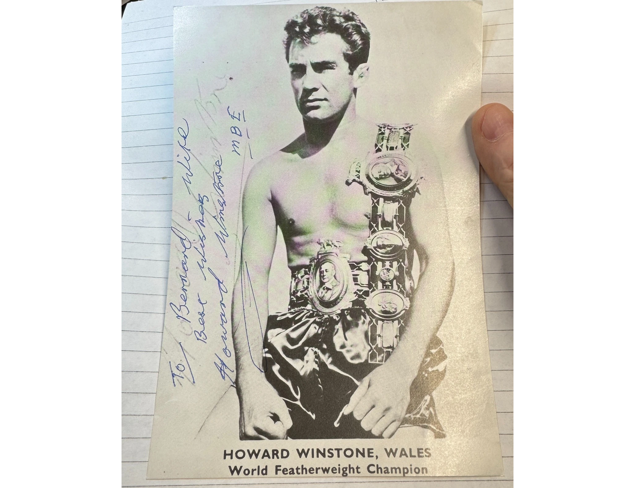 Howard Winstone Welsh World Champion Boxer Autograph Photo 5.5″x8″