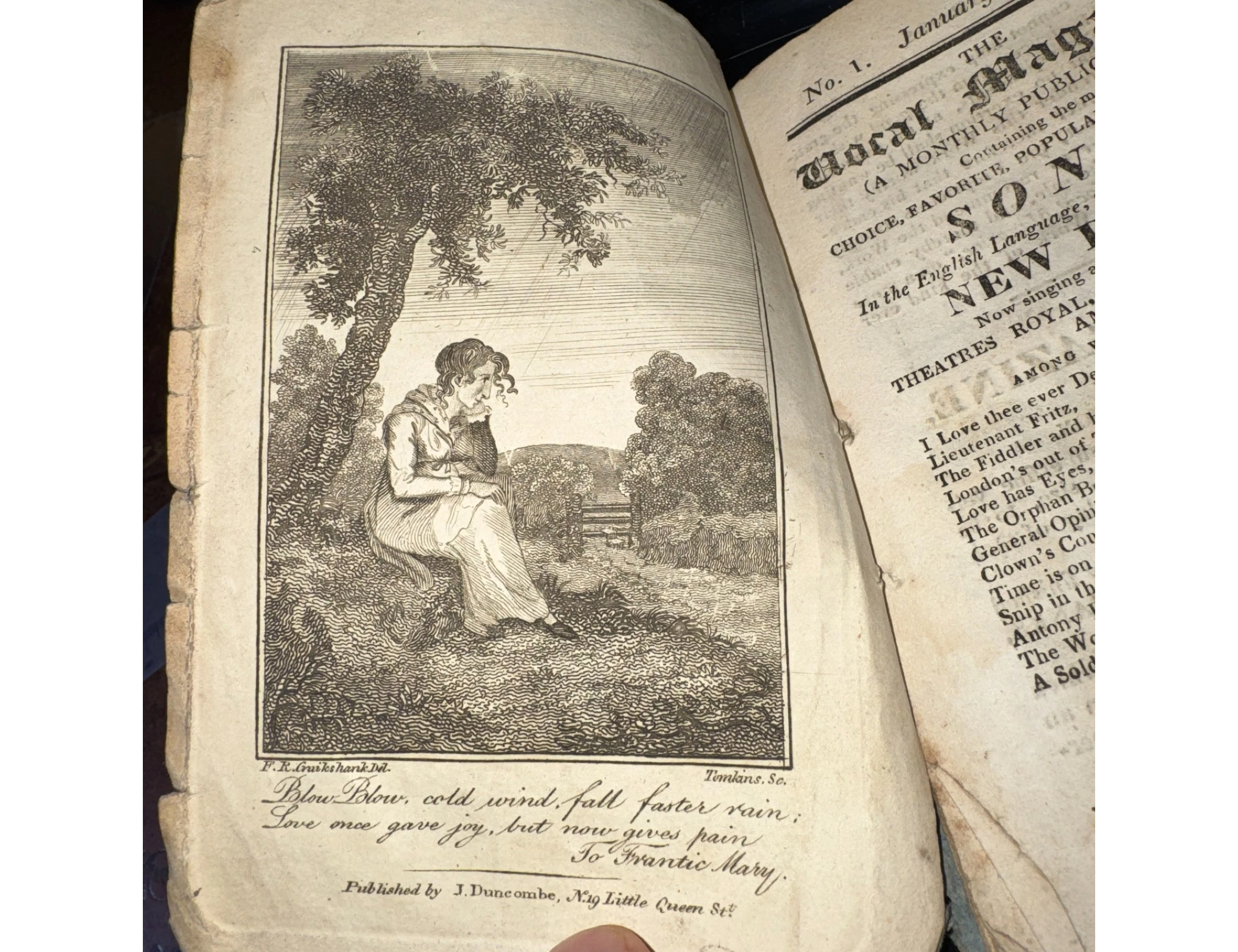 1815 Theatre: Vocal Magazine No 1 Cruikshank Engraving Slave Trade 36pp Wrapper