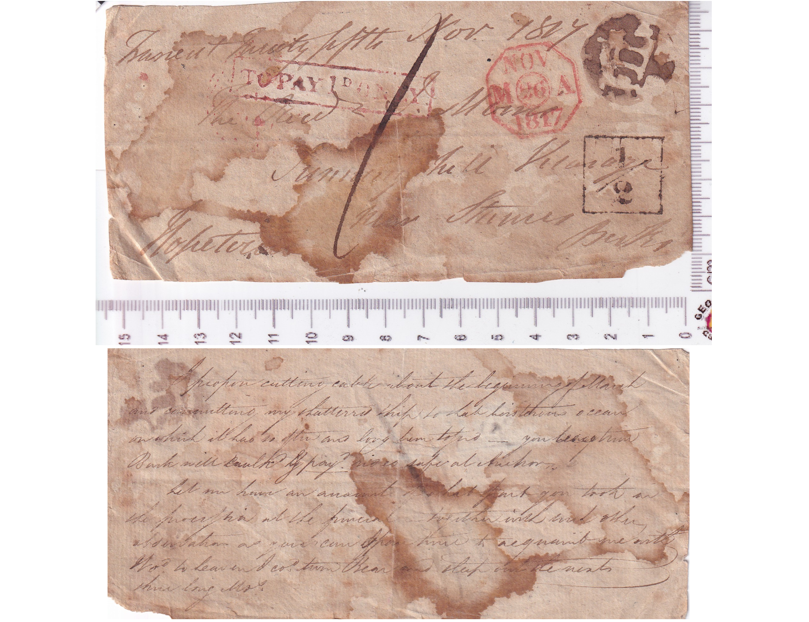 1817 Hopetoun Open-Sheet ‘Postcard Format’ Letter; Princess Charlotte Funeral