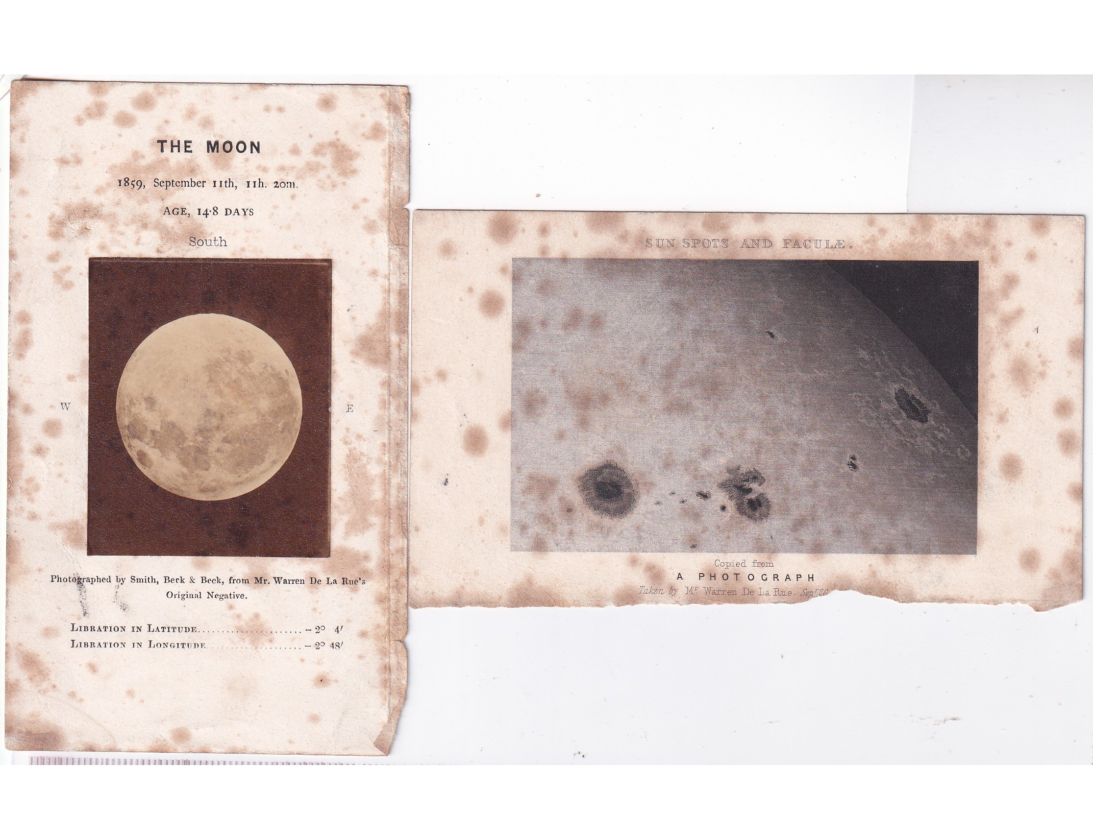 1859 De La Rue Moon Photo & Sunspots Plate – Smith Beck Beck Pocket Booklet