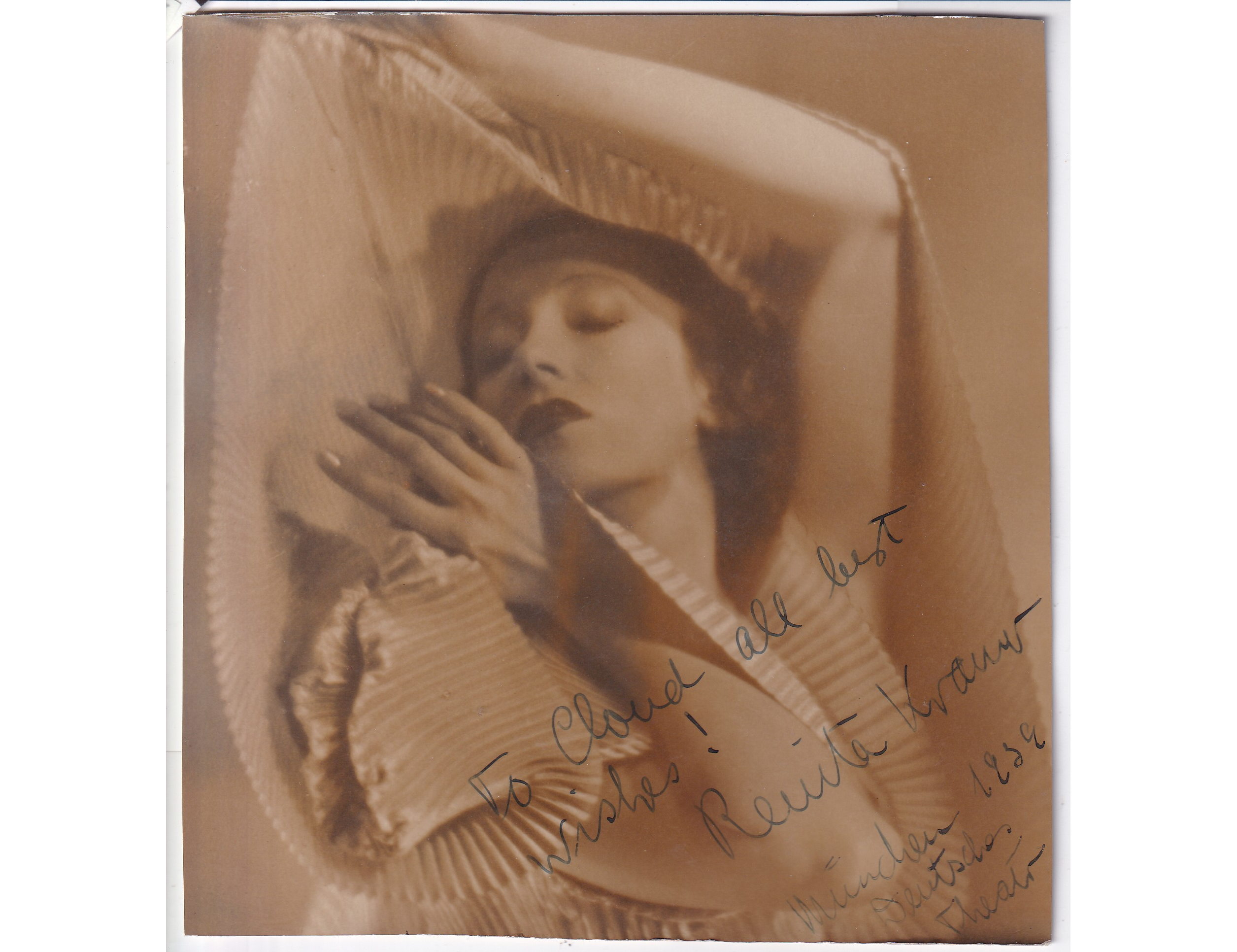 1939 Renita Kramer Autograph Photo Deutsch Theater Munich Folies Bergere dancer