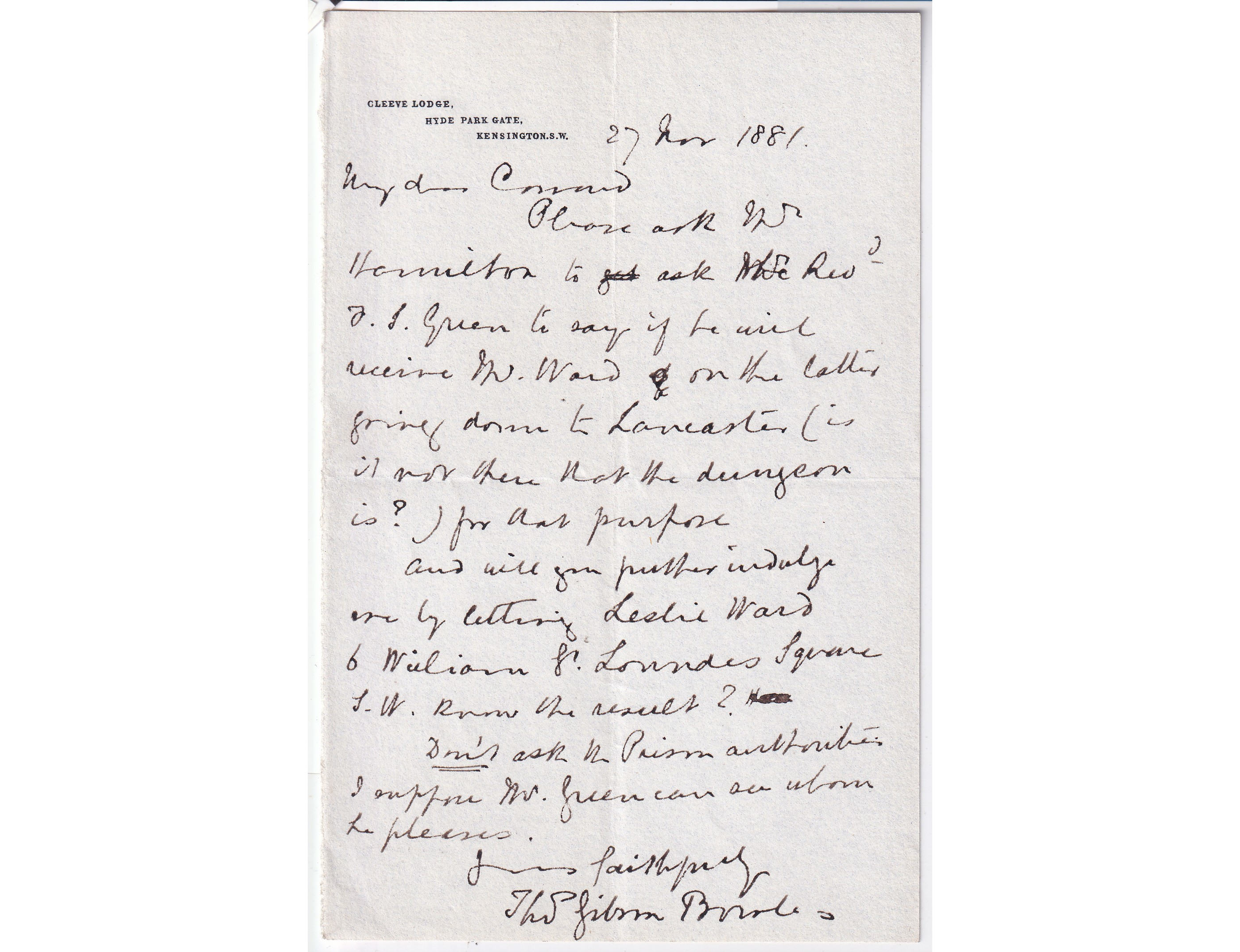 Thomas Gibson Bowles, “Spy,” and the Dungeon at Lancaster Castle: A Remarkable 1881 ALS