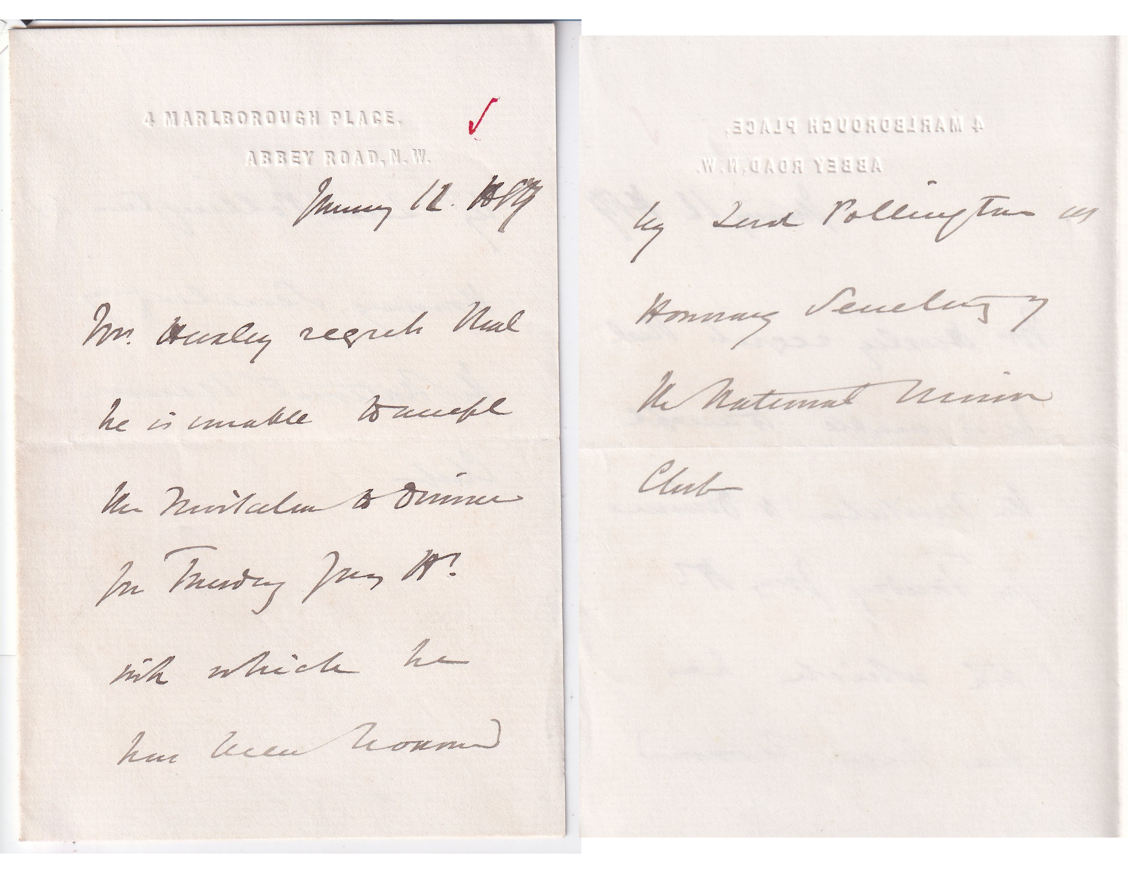 Darwin's Bulldog Declines Dinner: A Thomas Henry Huxley Autograph Note of 1879