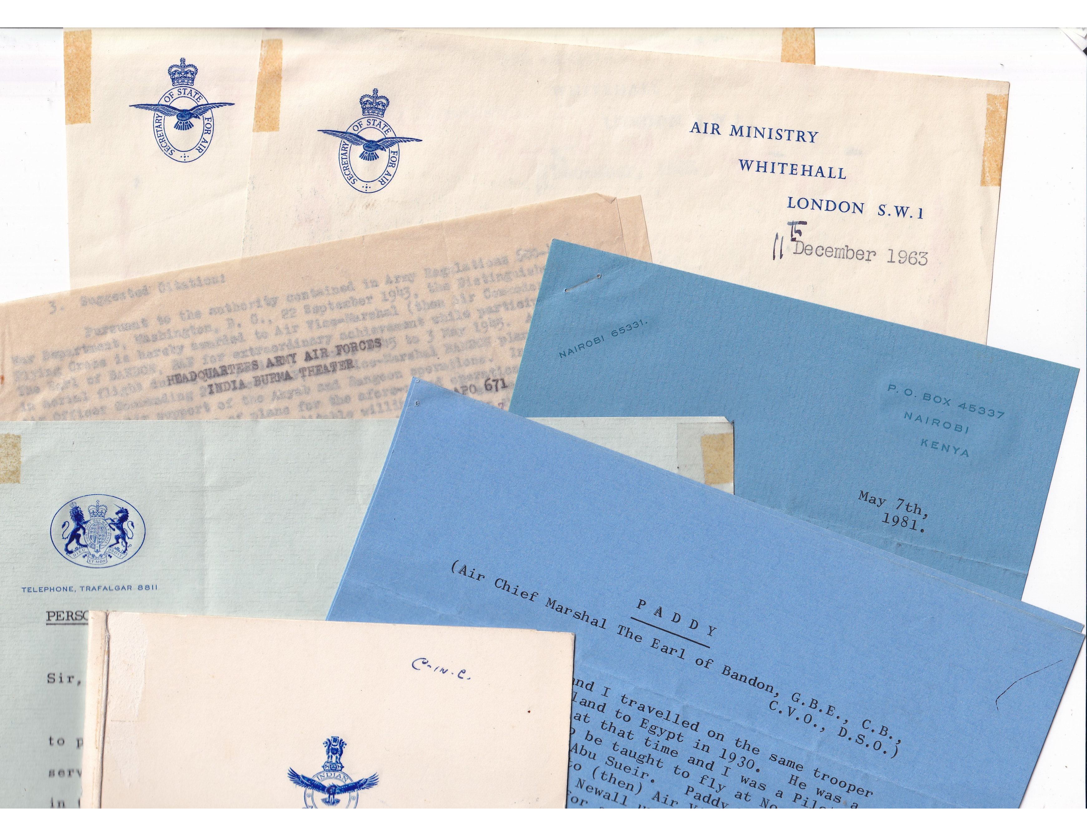 RAF Air Chief Marshal Earl of Bandon Burma DFC Archive 1945-81 Far East Air