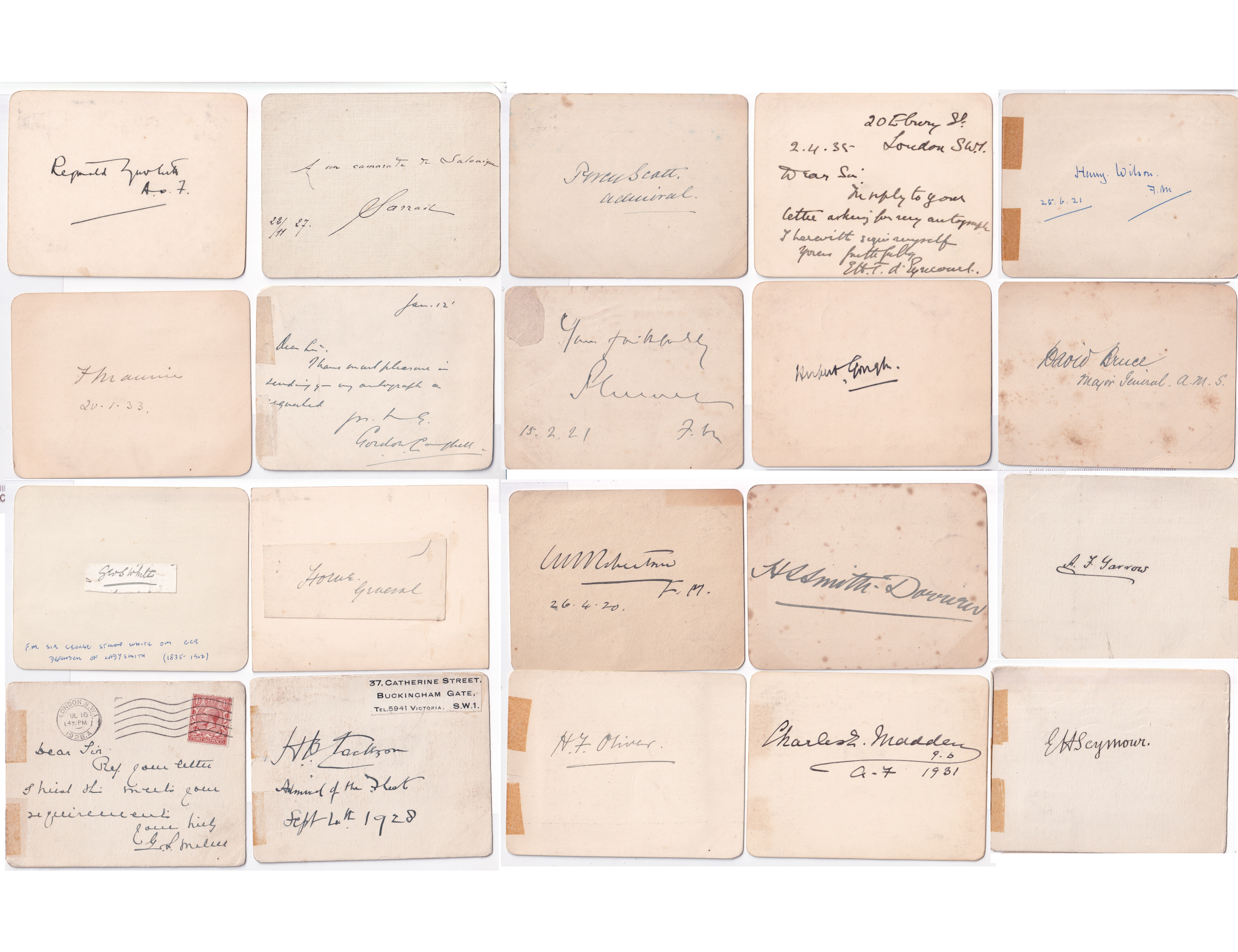 WWI Generals & Admirals Autograph Lot x20 Campbell VC Wilson Plumer 1920 - 1930s